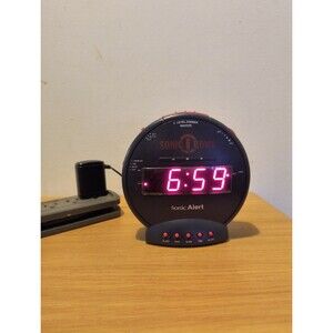 Sonic Alert SBB500SS Sonic Bomb Loud Alarm Clock With NO Vibrator TESTED Works